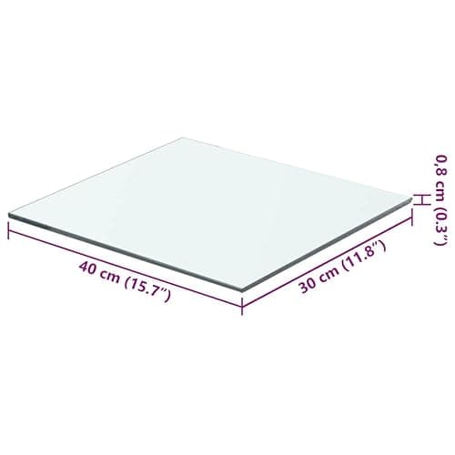 vidaXL Shelf Panel Glass Clear 40x30 cm thumbnail 2