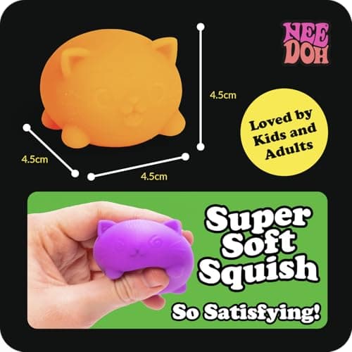 Schylling NeeDoh Teenie Cool Cat - Sensory Squeeze Toy - Contains 3 Mini Groovy Globs - 1.5" Wide - Color May Vary (Pack of 1) thumbnail 2