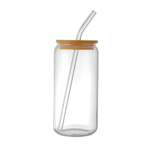 QMQJIA 18oz Glass Cups With Bamboo Lids And Straws For Coffee Bar Milktea Shop Household Entertaining Guests - Image 1