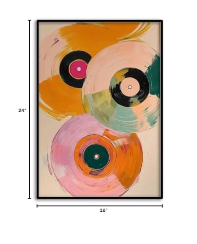 Retro Vinyl Painting Pink Vintage Music Canvas Wall Art 16x24 Inch Unframed thumbnail 8