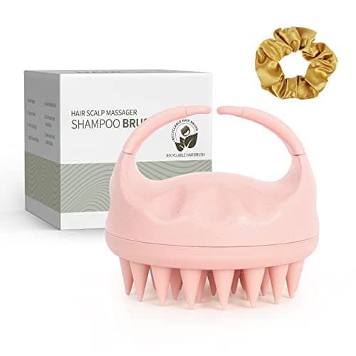 Sndyi Scalp Massager Shampoo Brush, Scalp Scrubber with Soft Silicone Bristles, Scalp Exfoliator for Dandruff Removal, Scalp Massager for Hair Growth, Wet Dry Hair Brush for Scalp Care, Pink - Image 1