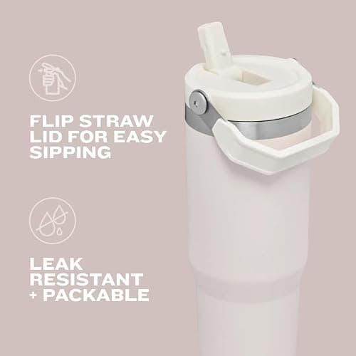 STANLEY IceFlow 2.0 Flip Straw Tumbler with Handle 30 oz | Twist On Lid and Flip Up Straw | Leakproof Water Bottle | Insulated Stainless Steel | BPA-Free | Pink Mesa thumbnail 7