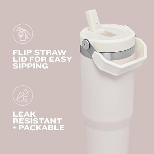 Stanley IceFlow 2.0 Flip Straw Tumbler with Handle 30 oz | Twist On Lid and Flip Up Straw | Leakproof Water Bottle | Insulated Stainless Steel | BPA-Free | Pink Mesa thumbnail 8