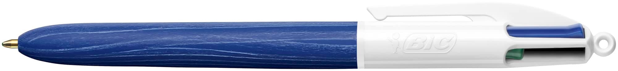 BiC 4 Colours Wood Style Retractable Ball Pens Medium Points (1.0 mm) with Wood Effect Barrel - Pack of 5,Black,Blue,Navy (510991) thumbnail 4
