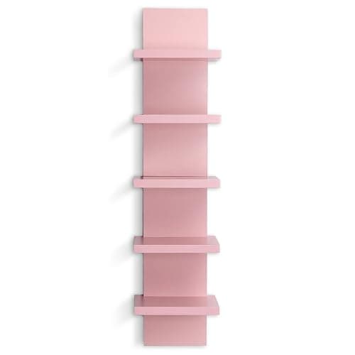 Bloddream 5 Tier Wall Shelves Pink, Vertical Column Shelf Floating Storage Home Decor Organizer Tall Tower Design Utility Shelving Bedroom Living Room, 30.7 thumbnail 8