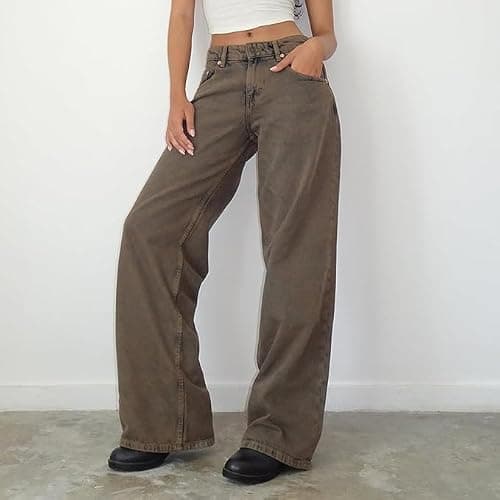 Low Rise Baggy Jeans for Women y2k Straight Wide Leg Boyfriend Streetwear Loose fit Jeans 2025 Fall Casual Denim Pants thumbnail 2