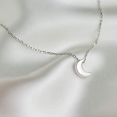 CISHOP Crescent Moon Necklace High Polished Sterling Silver Pendant Necklace for Women Jewelry…, Metal, No Gemstone thumbnail 2