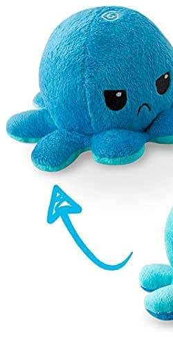 TeeTurtle - The Original Reversible Octopus Plushie - Light + Dark Blue - Cute Sensory Fidget Stuffed Animals That Show Your Mood thumbnail 2