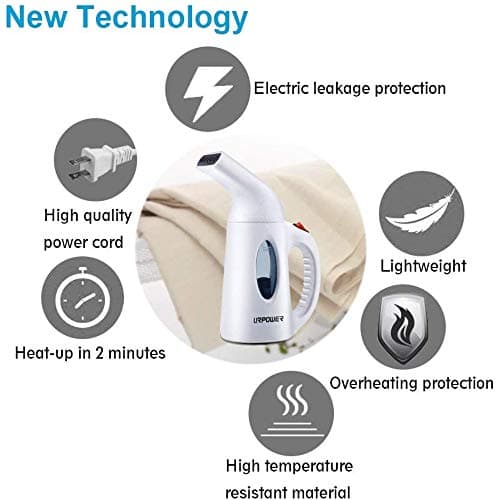 URPOWER Steamer for Clothes Steamer, Portable Handheld Garment Fabric Steamer Fast Heat-up Powerful Clothes Steamer with High Capacity for Home and Travel - Not for Abroad thumbnail 4