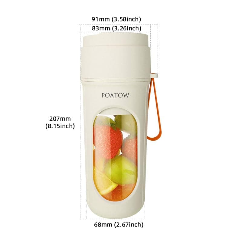 Portable Blender Cup,450ml Multi-Function Blender with Ice-Crushing,Strong Cutting Power with 12 Blades, USB-C Rechargeable,Fruit Veggie Juicer Cup for Home, Sport,Office,Camping (Orange) thumbnail 2