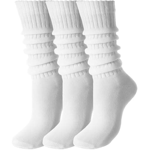 Nimalpal Slouchy Socks for Women 3 Pairs (White), Women's Fall Winter Soft Long Chunky Scrunch Socks Size 5-11 - Image 1