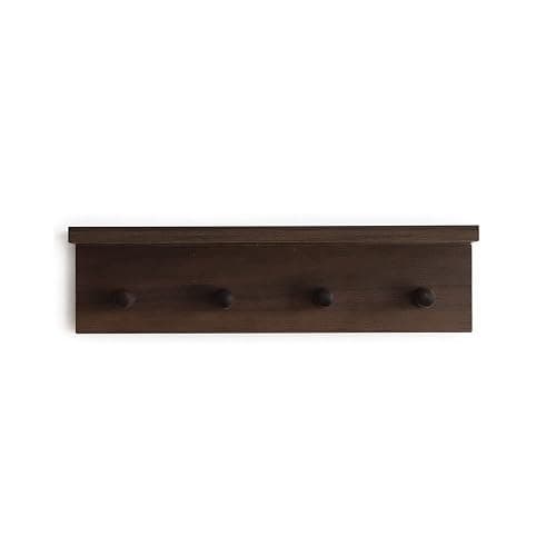 XAOMLP Entrance Coat Rack ，Coat Hooks, Wall-Mounted Wooden Hook Rack, Wall-Mounted Shelves are Very Suitable (Walnut Colored Finish-1) thumbnail 3