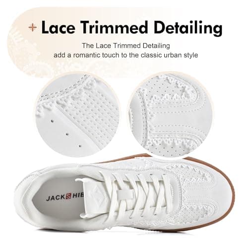 JACKSHIBO Women's Ribbon Lace-Up Fashion Sneakers Arch Support Gum Sole Tennis Walking Shoes with Memory Foam thumbnail 2
