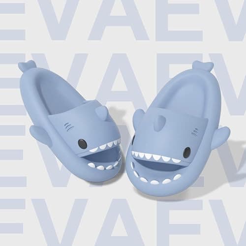 welltree Shark Slides for Women and Men Novelty Pillow Slippers Open Toe Shark Sandals Cushioned Cloud Slides thumbnail 6