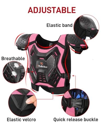 Kids Dirt Bike Gear Armor Vest Suit, Motorcycle Chest Protector with Knee Elbow Pads, Youth Riding Protective Gear for Motocross Cycling Skating Ski Off-Road (Pink) thumbnail 5