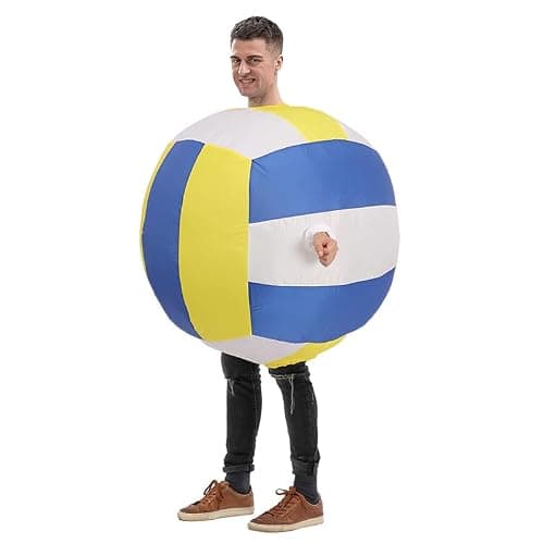 Yolata Adult Inflatable Volleyball Costume Inflatable Soccer Ball Costume 5ft-6.2ft Funny Blow up Sports Party Suit thumbnail 3