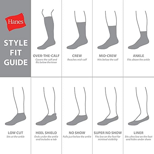Hanes Men's Work Socks, Cushioned Crew Socks, Moisture-Wicking Socks & Odor Control, Black & White, 6 & 12 Pack Available thumbnail 7