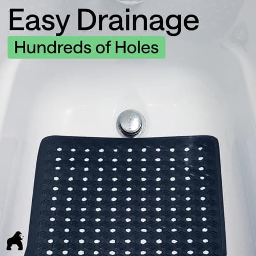 GORILLA GRIP Patented Bath Tub Shower Mat, Machine Washable Bathtub Floor Liner Mats, Suction Cups and Drain Holes to Keep Tubs Clean, Soft on Feet, Bathroom Essentials, 35x16 Inch, Navy Opaque thumbnail 7