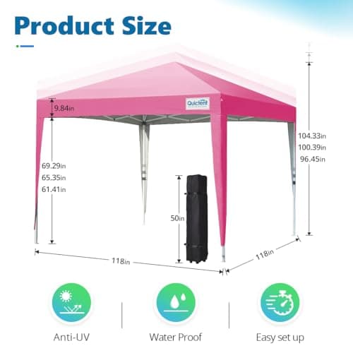 Quictent Easy Pop up Canopy Tent 10'x10' with 4 Detachable Window Sidewalls, One Person Setup, Waterproof Outdoor Portable Vendor Event Tent Shelter Enclosed, Wheeled Bag Included thumbnail 6