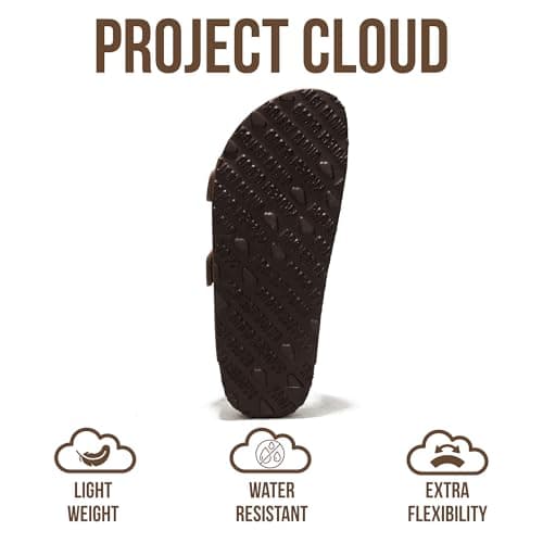 Project Cloud 100% Genuine Leather Flat Sandals For Women 2026 Cork Footbed Womens Sandals with Memory Foam and arch support Vacation Essentials Slides for Women Footwear (Venita, Tan, 10) thumbnail 5