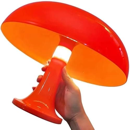 KONTARBOOR Lampe de Table LED - Champignon Vintage – Abat-Jour Orange Laqué, Style Rétro, USB, Interrupteur Rotatif, Décoration Salon ou Chambre thumbnail 5