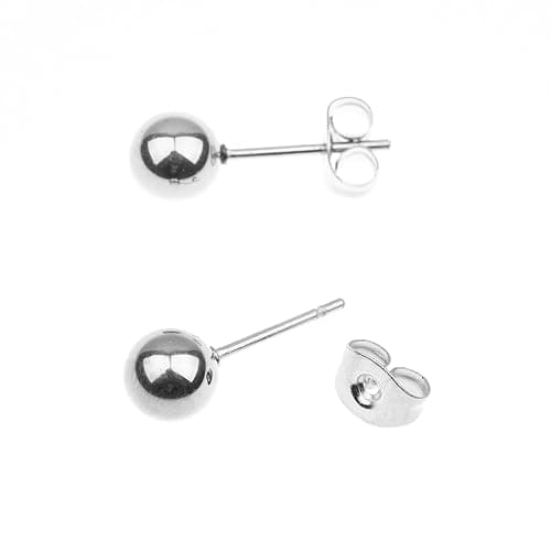 Memsion Stainless Steel Earrings Hypoallergenic Earrings, Ball Stud Silver Stud Earrings Set for Women Men Girls, Nickel Free Earrings thumbnail 4