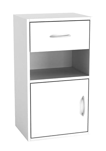 URBNLIVING 1 Door 1 Drawer Wooden Bedroom Bedside Cabinet Shelf Nightstand Side Table Unit (White) thumbnail 5