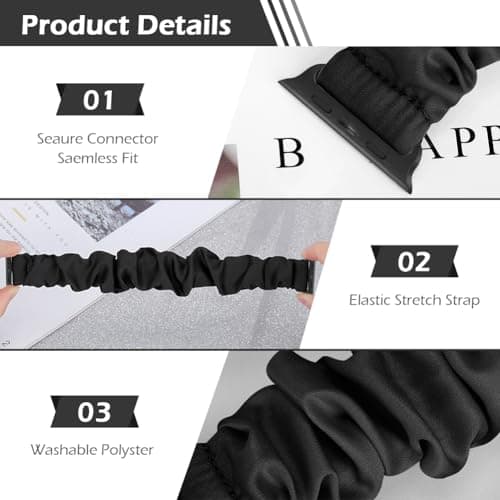 Beatlone Scrunchie Solo Loop Watch Bands Compatible for Apple Watch Band 38mm 40mm 41mm 42mm 44mm 45mm 46mm 49mm Soft Stretchy Women Elastic Strap for iWatch Series 11 10 9 8 7 6 5 4 SE Ultra 3 2 1 thumbnail 3