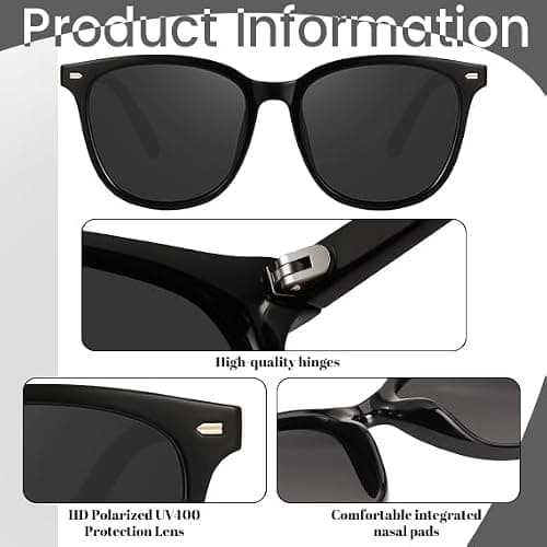 YMRFW Retro Polarized Sunglasses for Women Men Big Frame Vintage Style Trendy Shade UV400 Protection Lens Sun Glasses thumbnail 5