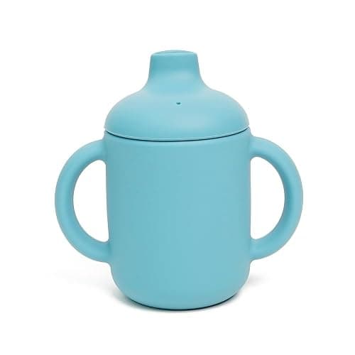 Silicone Sippy Cup | 120ml | 100% Non-Toxic Food Grade Silicone | BPA and PVC Free | Double Handle | Leak Proof Lid | Baby Weaning Cup for Hot and Cold Drinks (Light Blue) - Image 1