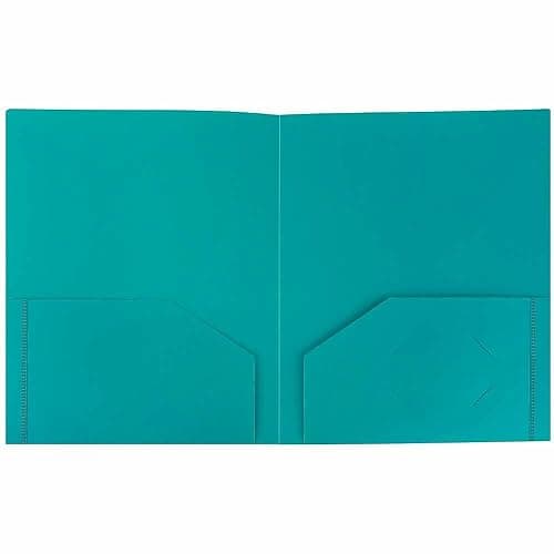 JAM PAPER Heavy Duty Plastic 2 Pocket Extra Tough School Folders - Teal Blue - 6/Pack thumbnail 4