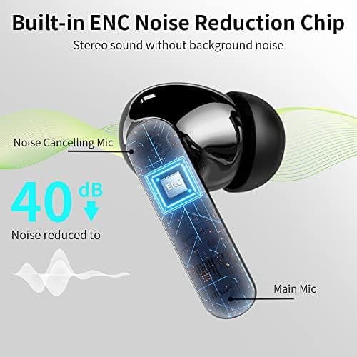 Wireless Earbuds, Bluetooth 5.4 Headphones Bass Stereo, Ear Buds with Noise Cancelling Mic LED Display, IP7 Waterproof in Ear Earphones, 36H Playtime for Laptop Pad Phones Sports Workout, Black - Black thumbnail 4