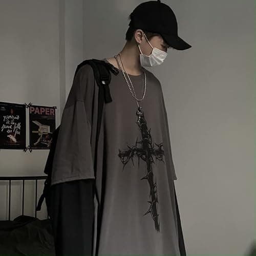 LAVASEON Harajuku Oversized Striped T-Shirt Long Sleeve Crew Neck Casual Matching Couple Streetwear Pullover thumbnail 6