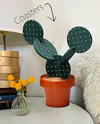 Cactus Coasters Set for Drinks of 6 Pieces,Funny Coasters Cactus Gift with Flowerpot Holder for Home Office Bar Decor thumbnail 5