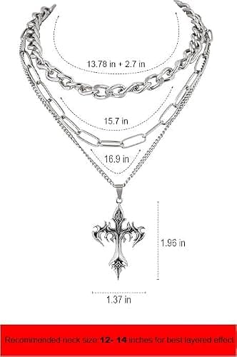 Sacina Gothic Layered Cross Choker Necklace, Goth Emo Grunge Necklace, Goth Jewelry, Halloween Christmas Jewelry Gift thumbnail 7