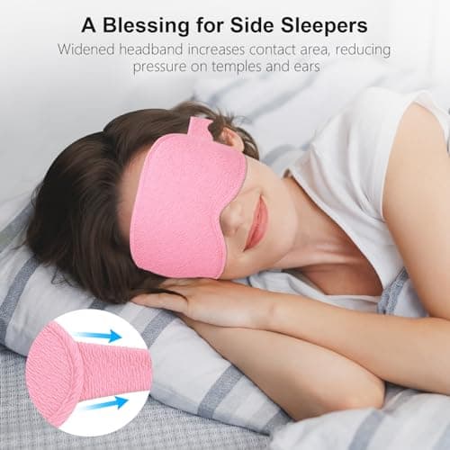 Gritin Blackout Sleep Masks for Women & Men-Zero Eye Pressure Sleeping Mask- Ergonomic Design 3D Cutout Eye Movement and Eyelash Friendly, Ultra Soft & Comfortable Blindfold for Nap,Pink thumbnail 5