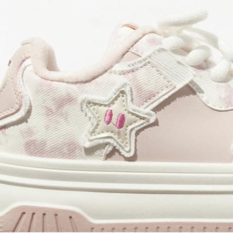 Star Shoes Walking Sneakers for Women Pink Fuzzy Lined Platform Low Top Round Toe Sneakers with Cute Plush Pink Stars US5.5-8 thumbnail 4