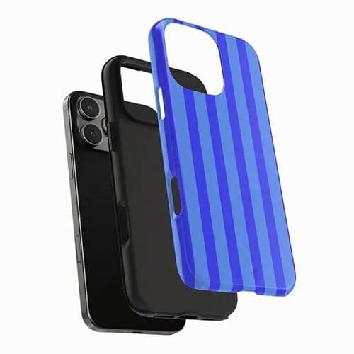 SUMALAY Striped Pattern Phone Case, Shockproof Protective Cover for iPhone 15 Pro max case, Navy Blue Plastic Dual Layer Shockproof Protective Design thumbnail 3