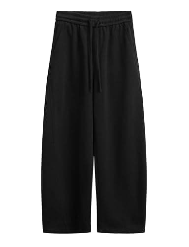FACDIBY Womens Barrel Sweatpants Fleece Lined Wide Leg Sweat Pants Cotton Elastic Waisted Trousers with Pockets thumbnail 5