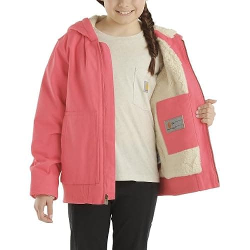 Carhartt Girls Zip Front Flannel Quilt Lined Hooded Active Jac thumbnail 3