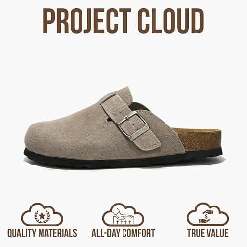 Project Cloud Genuine Leather Footbed Clogs for Women - Memory Foam Arch Support Slippers for Women - Trendy Slip-ons Women's Mules & Clogs Sandals (Benton) thumbnail 4