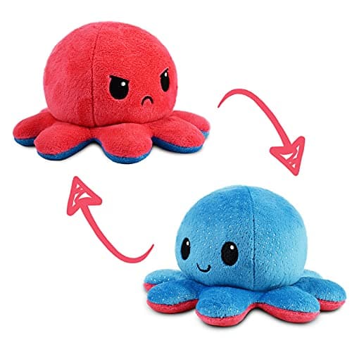 TeeTurtle - The Original Reversible Octopus Plushie - Blue + Red - Cute Sensory Fidget Stuffed Animals That Show Your Mood - Image 1