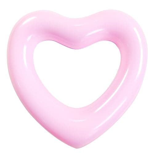 OLNIEZZL Pool Floats Adult Heart Swimming Rings Inflatable Rafts Pool Floaties Accessories Lake Water Floats Kids Beach Toys Pool Party Games for Toddlers - Pink - Small - Image 1