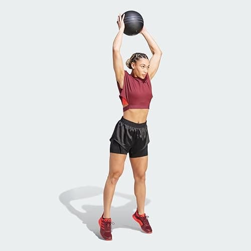 adidas Women's Power Aeroready Two-in-one Shorts - Black/White - Small thumbnail 4