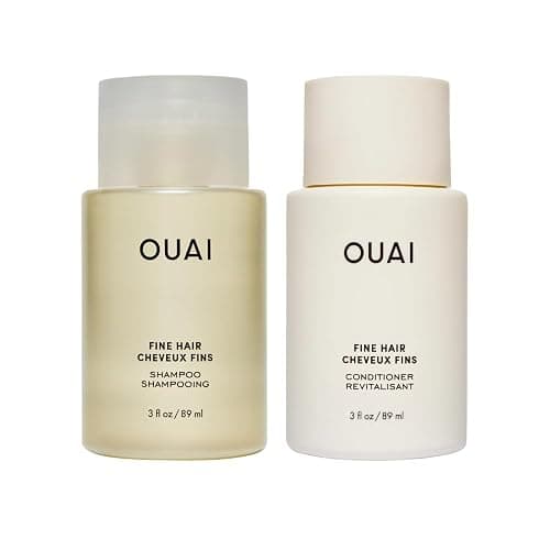 OUAI Fine Hair Shampoo & Conditioner Set, Travel Size - Volumizing Shampoo & Conditioner - With Strengthening Keratin, Biotin & Chia Seed Oil - Sulfate, Paraben & Phthalate Free (3 Oz) - Image 1