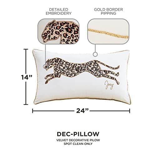 Juicy Couture Reversible Velvet Cheetah Pillow, 14" x 24" Decorative Pillow, White thumbnail 2