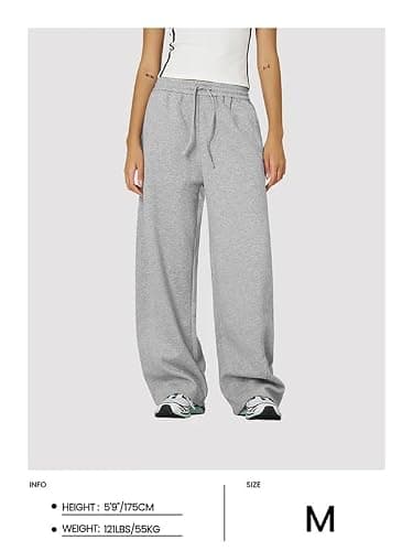 Aelfric Eden Baggy Jogginghose Herren Basic Sporthose Damen Lang Sweatpants Weites Bein Unisex Trainingshose mit Taschen Bequeme Freizeithose Streetwear High Waist Lockere Hose thumbnail 4