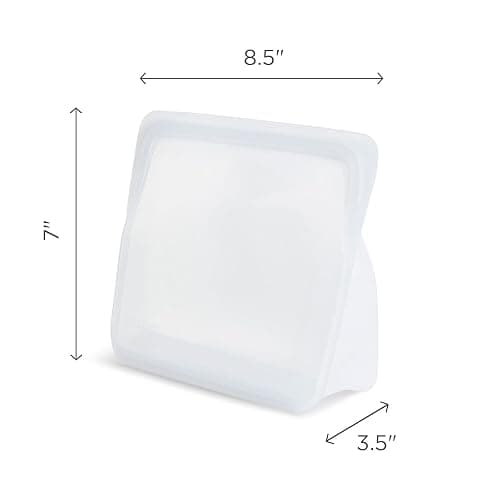 Stasher Silicone Reusable Storage Bag, Stand-Up Mid, Reusable Freezer Bag, Microwave, Dishwasher, Oven Safe, Sous Vide, Premium Lunch Container, Eco Friendly, Food Storage Bags, 56 oz, Clear thumbnail 3
