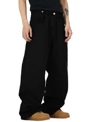 Nutriangee Men's Baggy Jeans Loose Fit Wide Leg Denim Pants | Skin Friendly, Y2K Hip Hop, Straight Leg, Skater Streetwear, Adjustable Buttons, Casual Street - Image 1