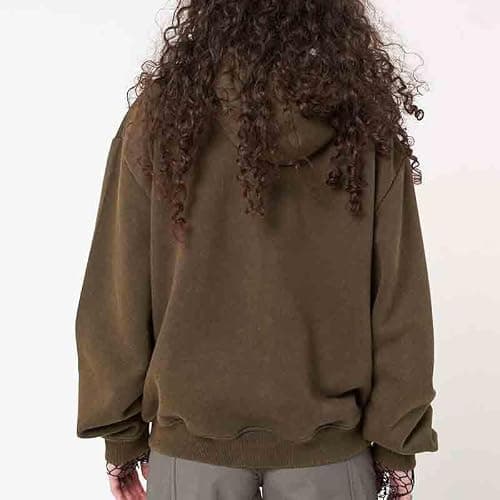 MOMEITU Women's autumn/winter Y2K style jacket, retro casual long sleeved fleece zipper hooded sweatshirt thumbnail 2